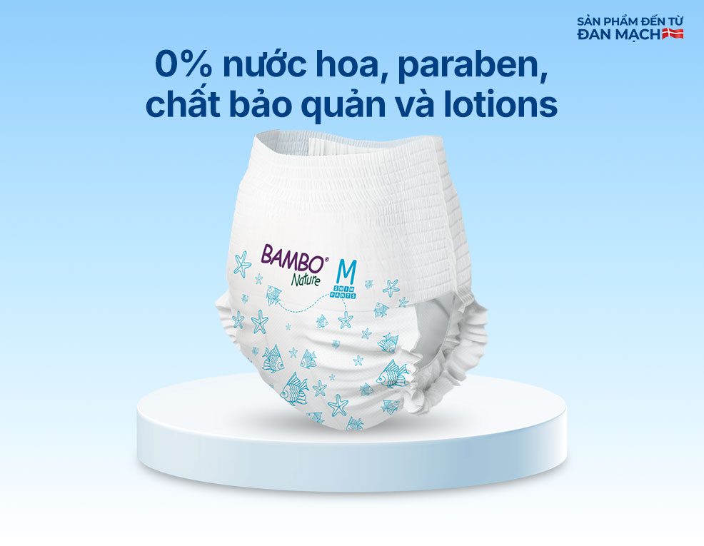 Tã Quần Bơi Trẻ Em Bambo Nature Size M, 12kg+, 12 miếng/gói