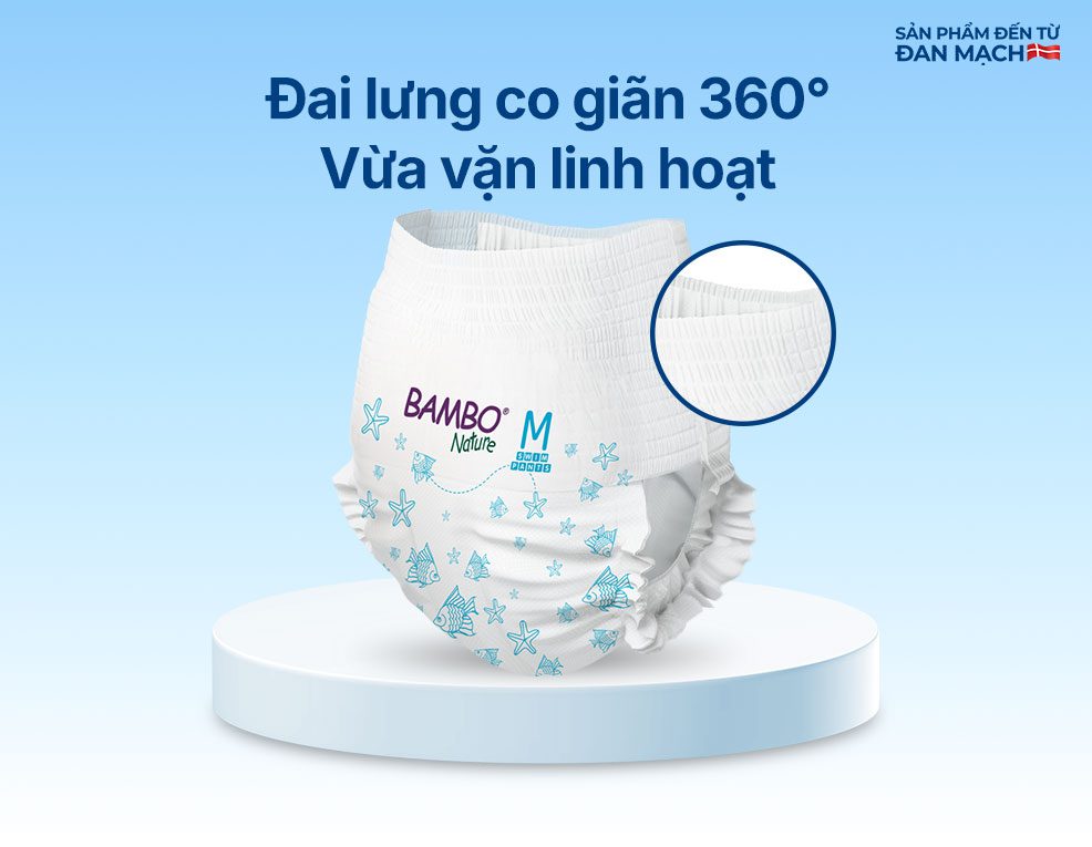 Tã Quần Bơi Trẻ Em Bambo Nature Size M, 12kg+, 12 miếng/gói