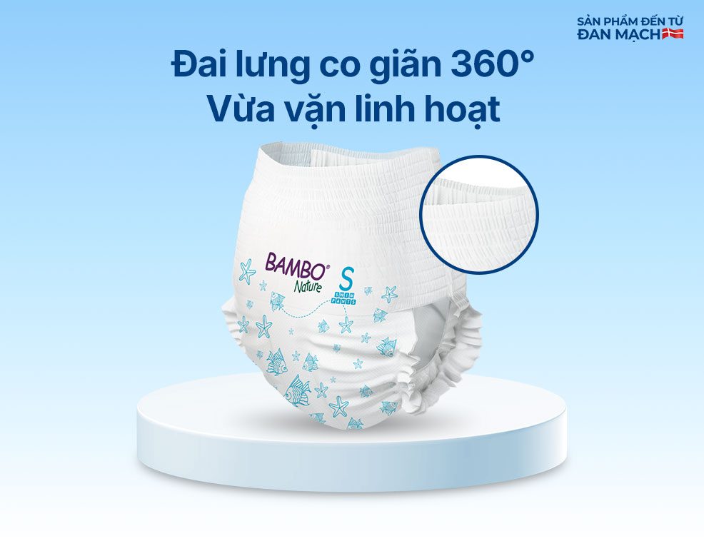 Tã Quần Bơi Trẻ Em Bambo Nature Size S, 7-12 kg, 12 miếng/gói