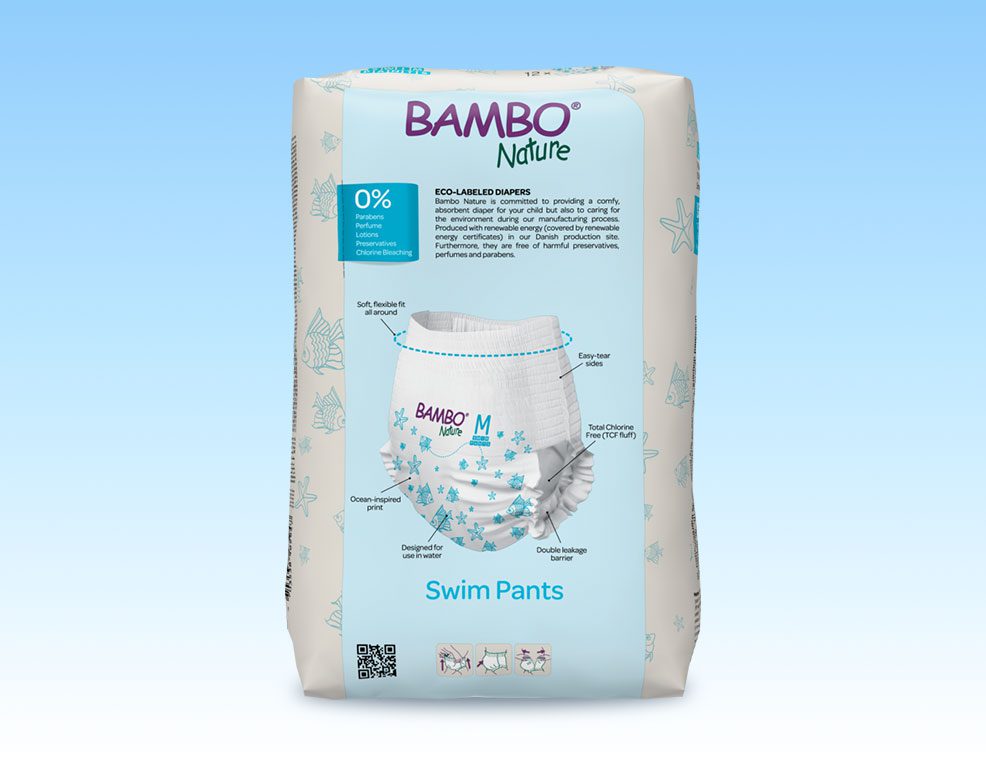 Tã Quần Bơi Trẻ Em Bambo Nature Size M, 12kg+, 12 miếng/gói