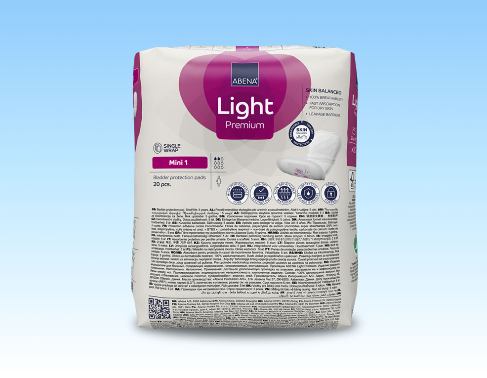 Băng vệ sinh hằng ngày Abena Light Ultra Mini 1 – Nhập khẩu Đan Mạch (Gói 20 miếng)
