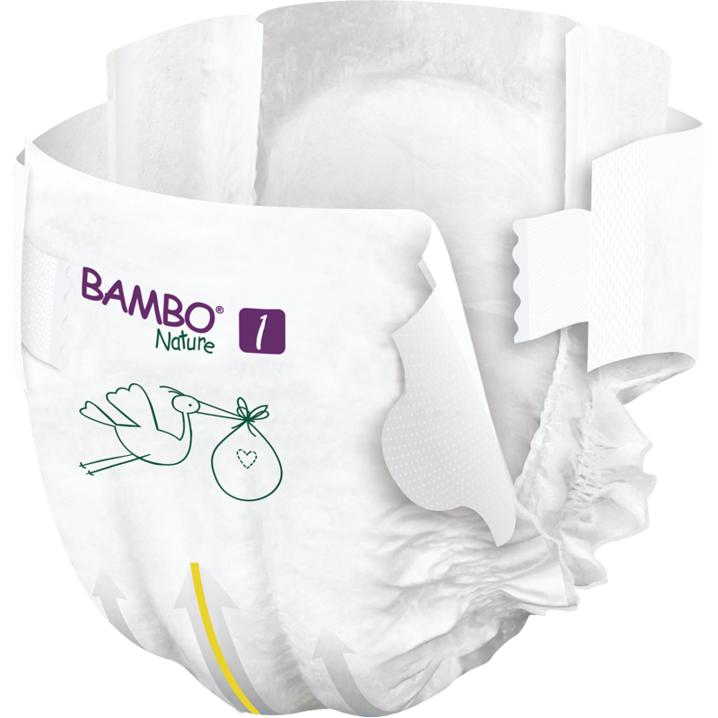 Tã Dán Trẻ Em Cao Cấp Bambo Nature Size 1 – Bao bì xanh, Eco Label, (2-4 kg / 4-9 lbs),22 miếng/gói