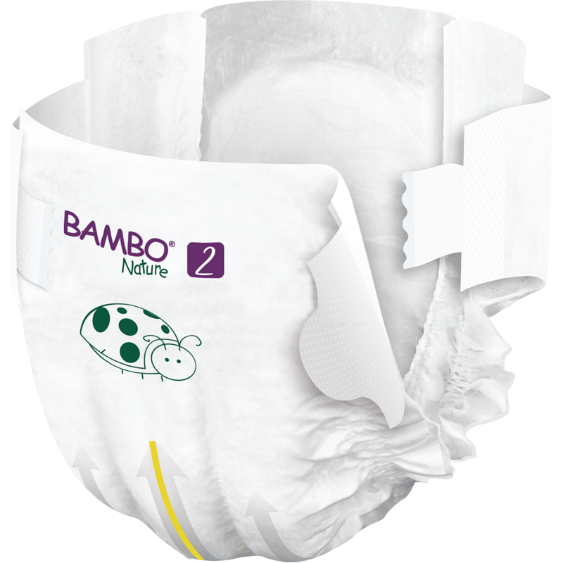 Tã Dán Trẻ Em Cao Cấp Bambo Nature Size 2 – Bao bì xanh, Eco Label, (3-6 kg / 7-13 lbs),30 miếng/gói