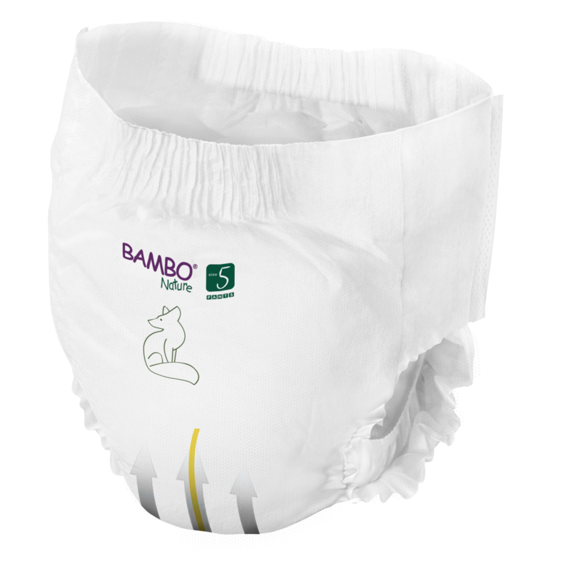 Tã Quần Trẻ Em Cao Cấp Bambo Nature Size 5 – Bao bì xanh, Eco Label, (11-17 kg / 24-37 lbs),19 miếng/gói