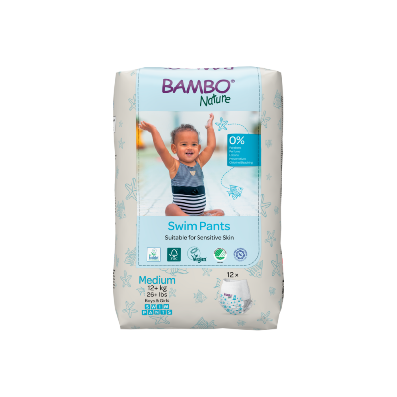 Tã Quần Bơi Trẻ Em Bambo Nature Size M, 12kg+, 12 miếng/gói