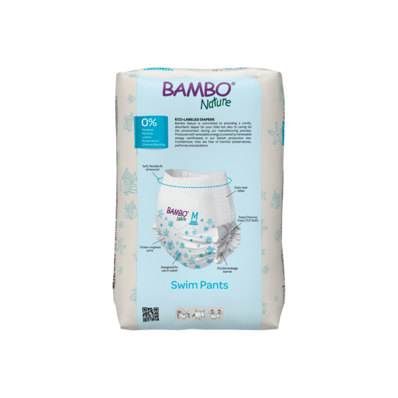 Tã Quần Bơi Trẻ Em Bambo Nature Size M, 12kg+, 12 miếng/gói