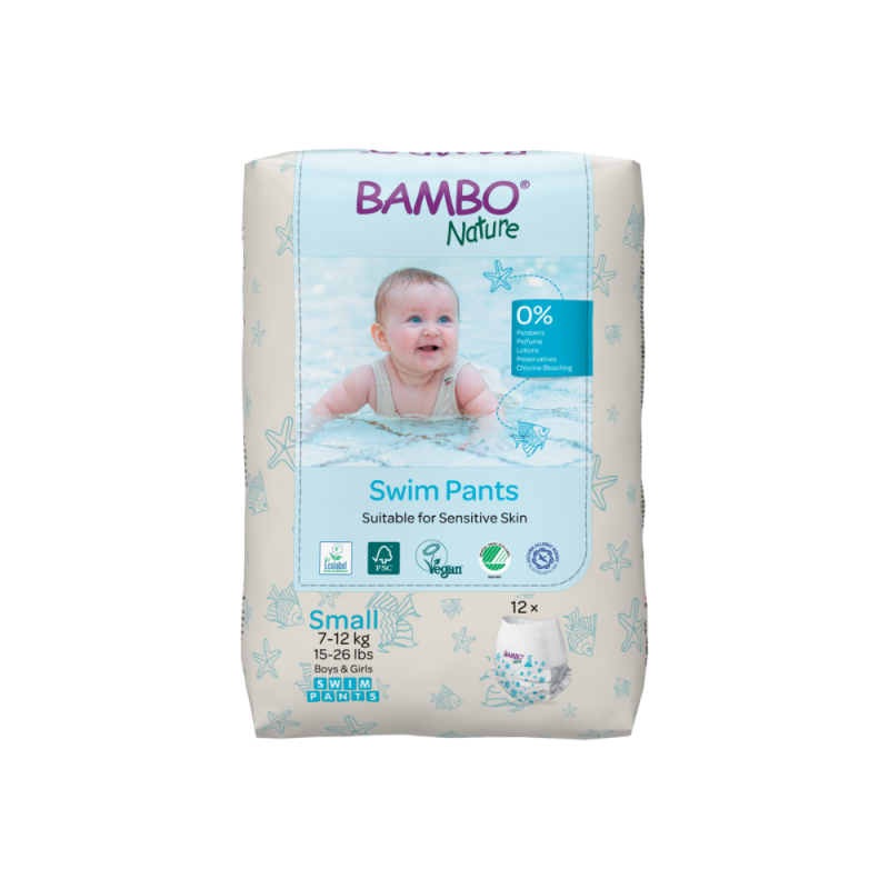 Tã Quần Bơi Trẻ Em Bambo Nature Size S, 7-12 kg, 12 miếng/gói