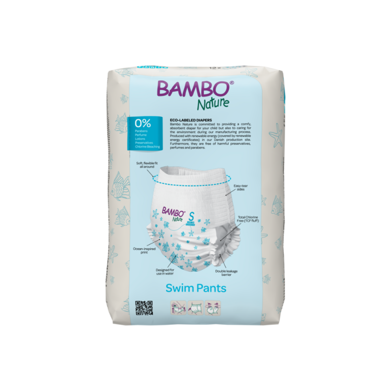 Tã Quần Bơi Trẻ Em Bambo Nature Size S, 7-12 kg, 12 miếng/gói