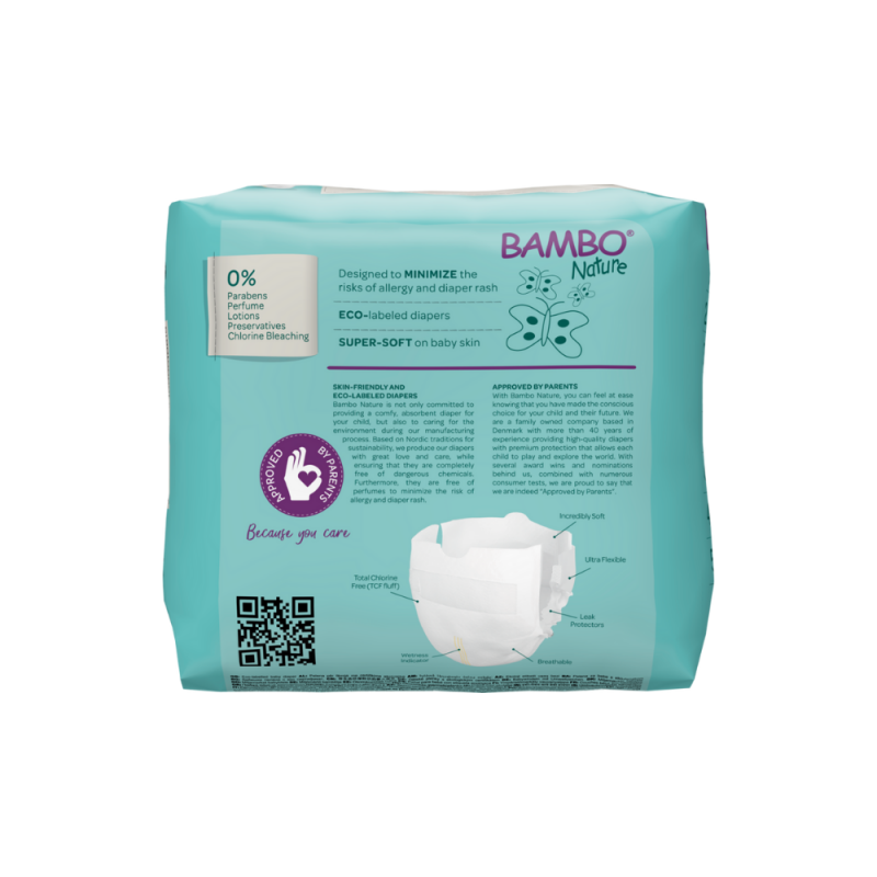 Tã Dán Trẻ Sinh Non Hữu Cơ Cao Cấp Bambo Nature Size 0, (1-3 kg / 2-7 lbs),24 miếng/gói