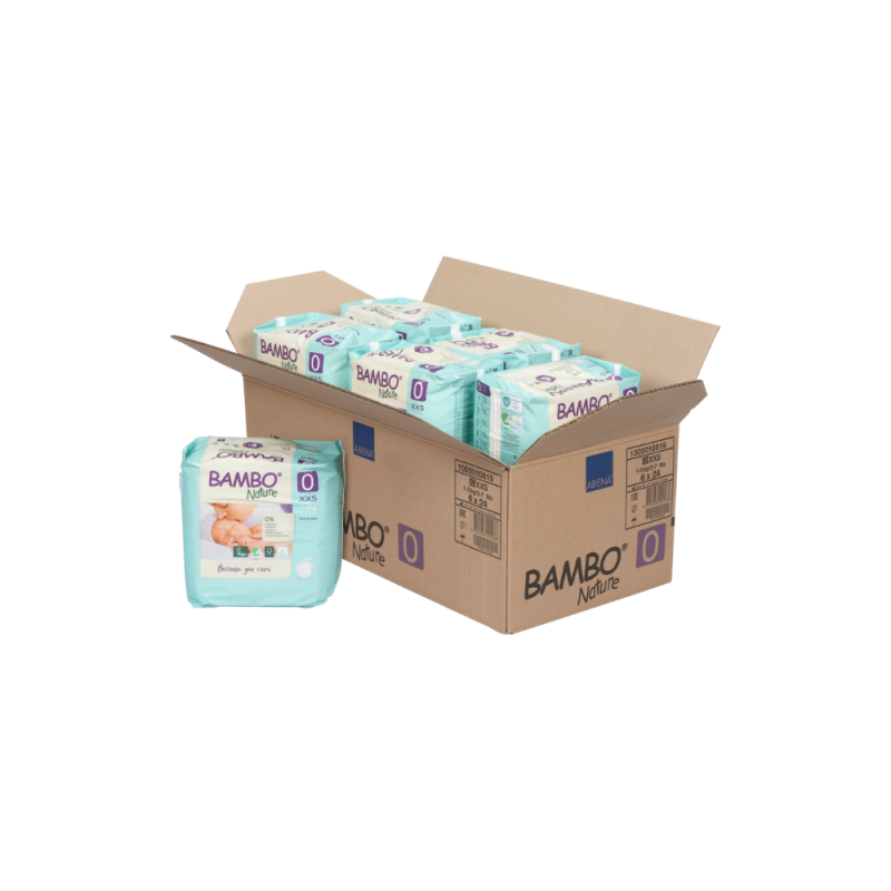 Tã Dán Trẻ Sinh Non Hữu Cơ Cao Cấp Bambo Nature Size 0, (1-3 kg / 2-7 lbs),24 miếng/gói