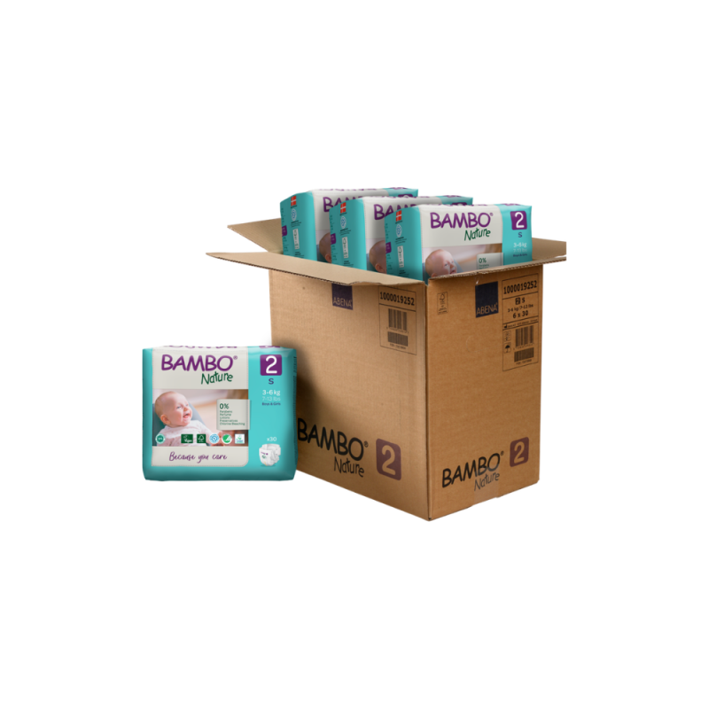 Tã Dán Trẻ Em Hữu Cơ Cao Cấp Bambo Nature Size 2, (3-6 kg / 7-13 lbs),30 miếng/gói