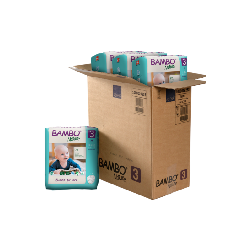 Tã Dán Trẻ Em Hữu Cơ Cao Cấp Bambo Nature Size 3, (4-8 kg / 9-18 lbs),28 miếng/gói