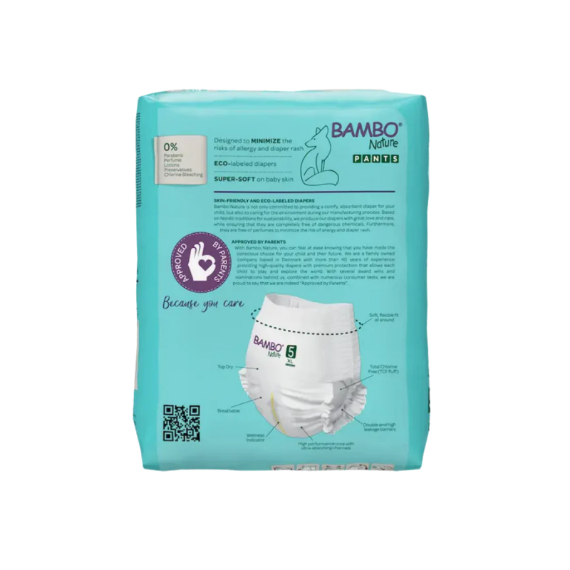 Tã Quần Trẻ Em Hữu Cơ Cao Cấp Bambo Nature Size 5, (11-17 kg / 24-37 lbs),19 miếng/gói