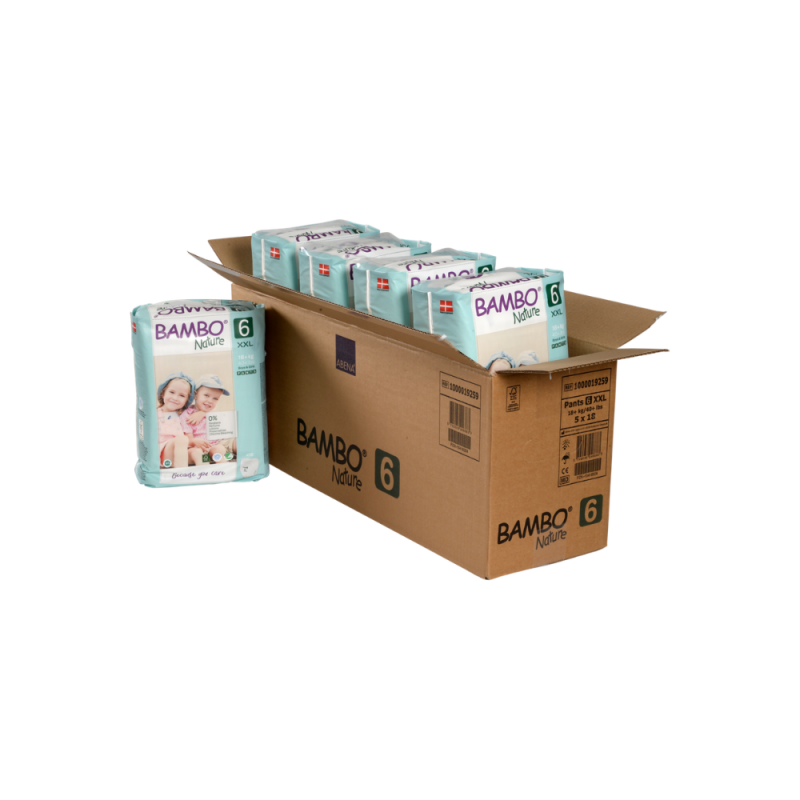 Tã Quần Trẻ Em Hữu Cơ Cao Cấp Bambo Nature Size 6, (15+ kg / 33+ lbs),18 miếng/gói